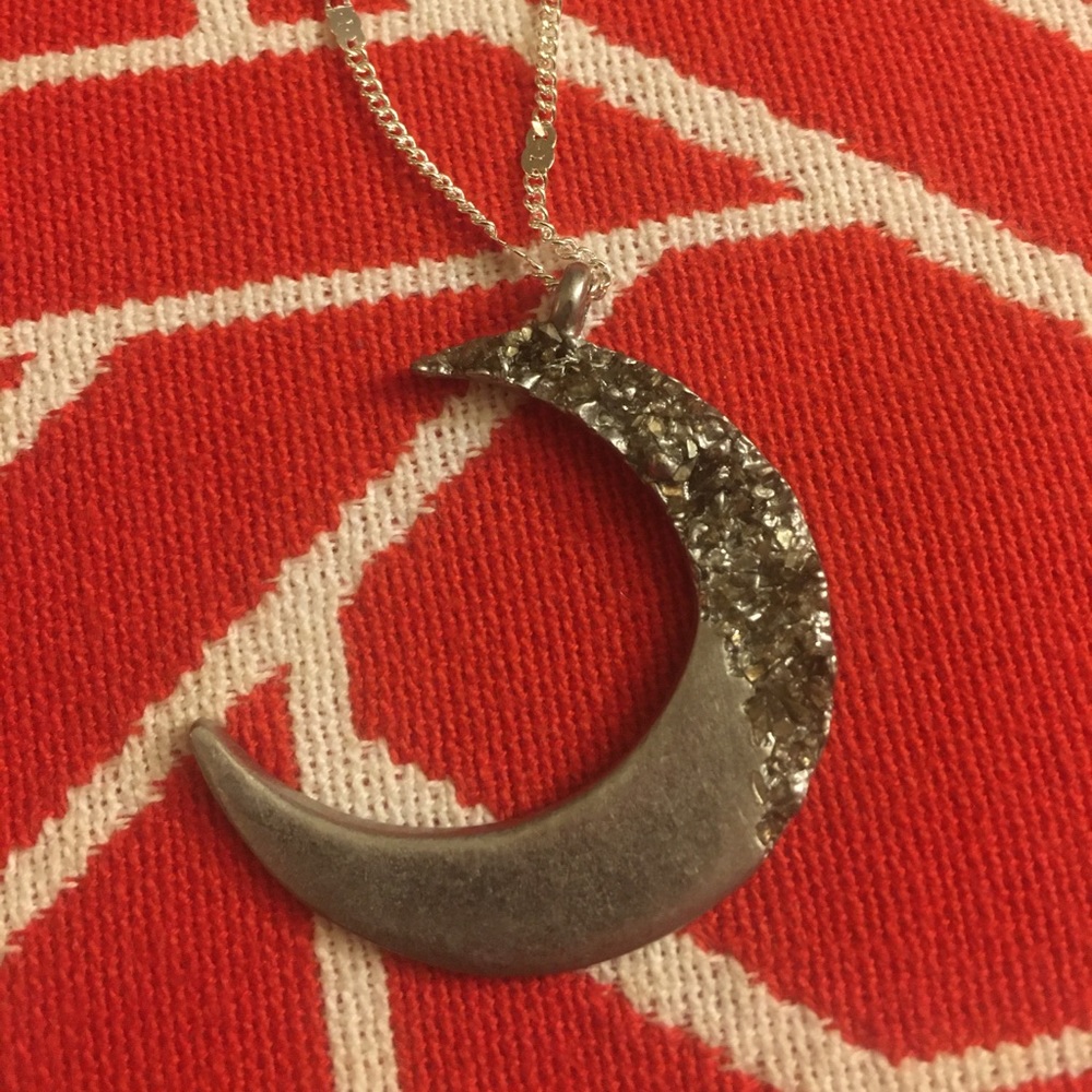 Textured crescent moon pendant